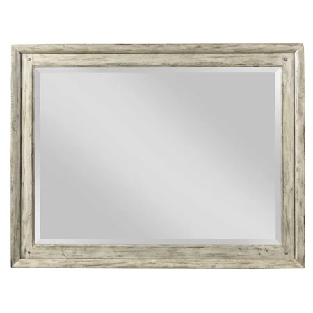 Landscape Mirror with Wooden Frame and Beveled Mirror